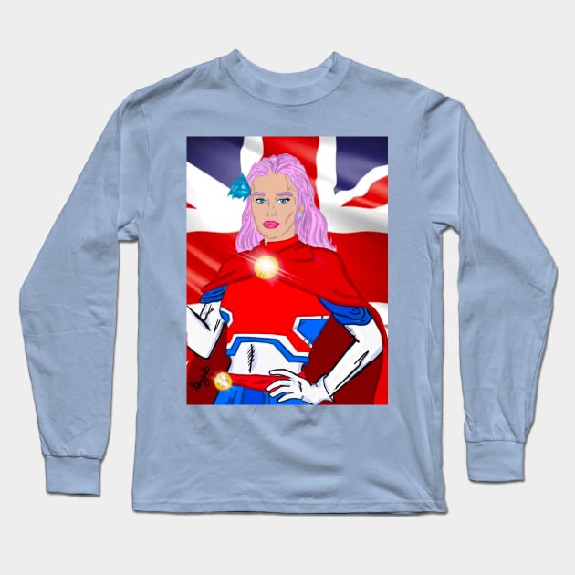 Captain Britain Long Sleeve T-Shirt by The Miseducation of David and Gary